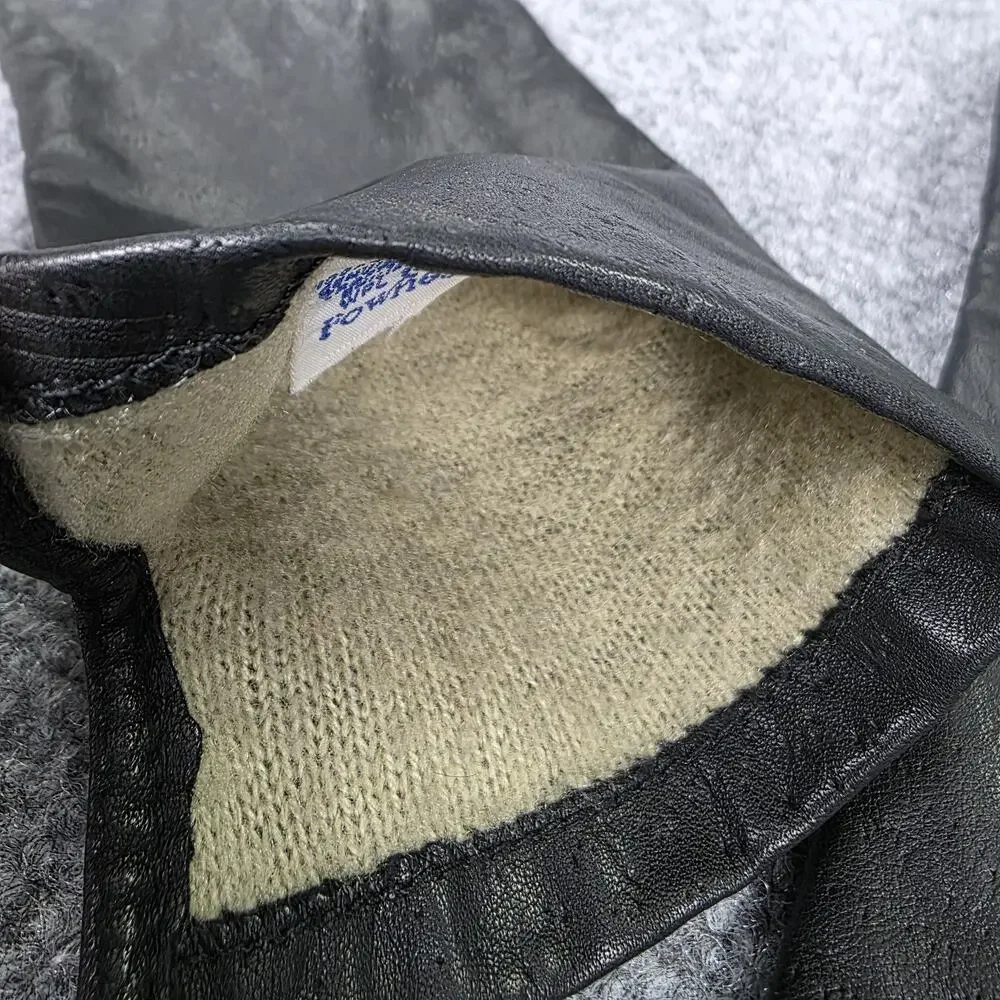 Fownes Gloves Womens 8 Black Leather Lined Insulated Winter Dress Wrist Classic